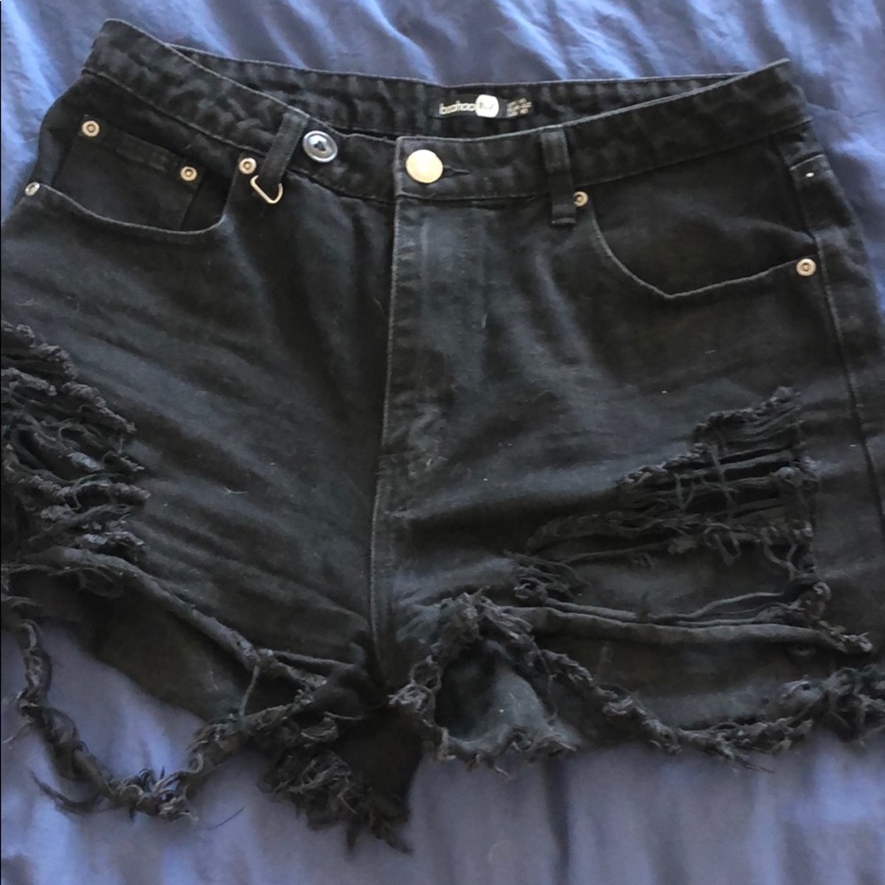 Black denim shorts